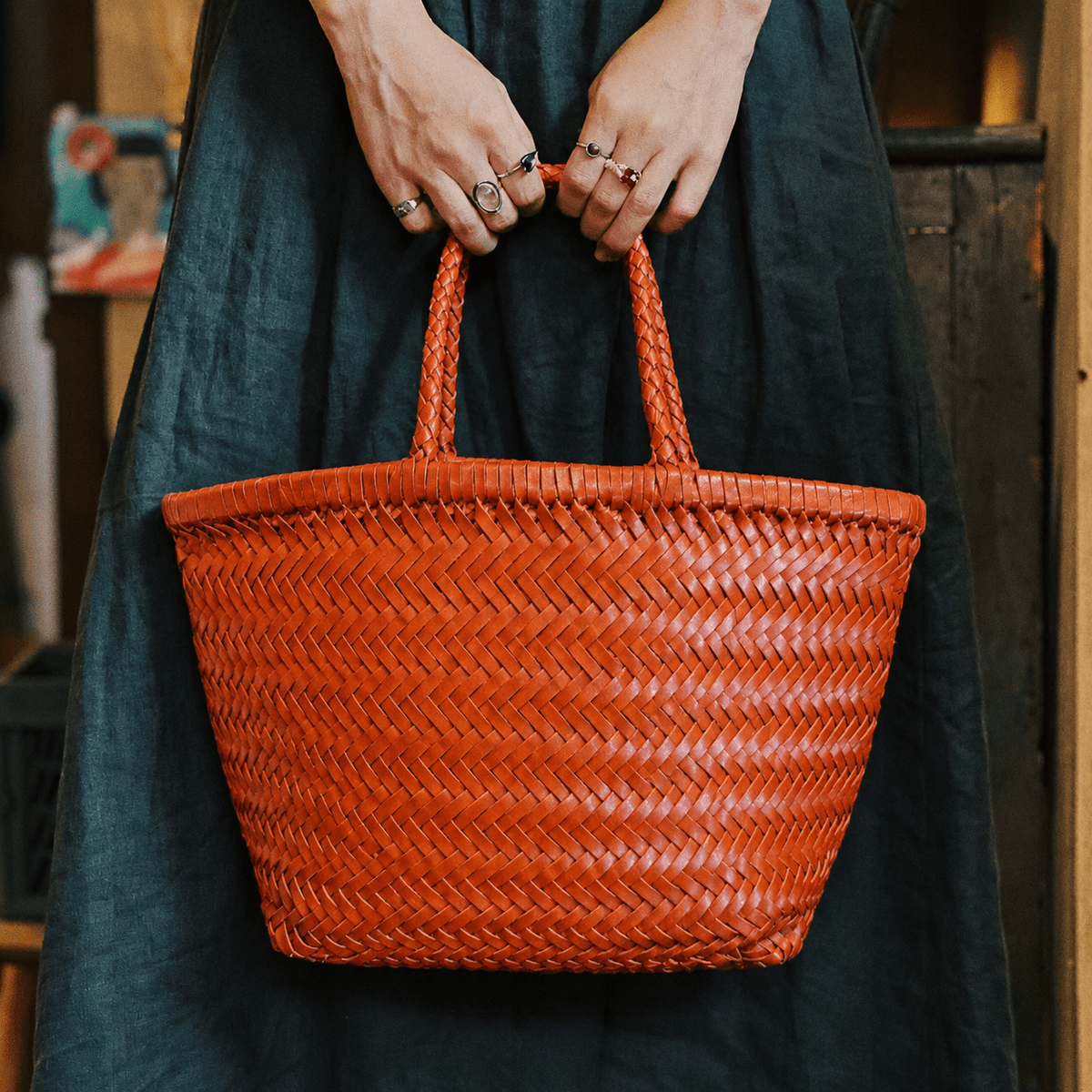 Bolso tote de piel trenzada a mano Anais