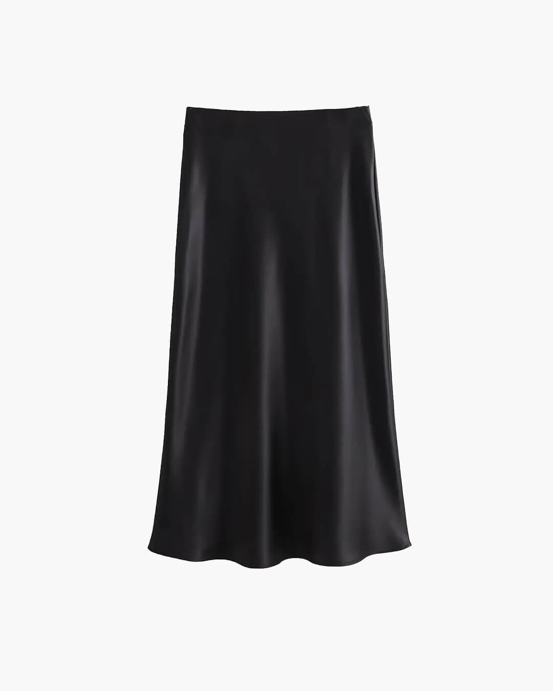 Falda midi Anais de satén negro y talle alto
