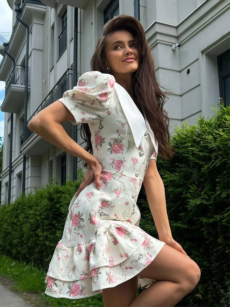 Minivestido floral con mangas abullonadas Andromeda