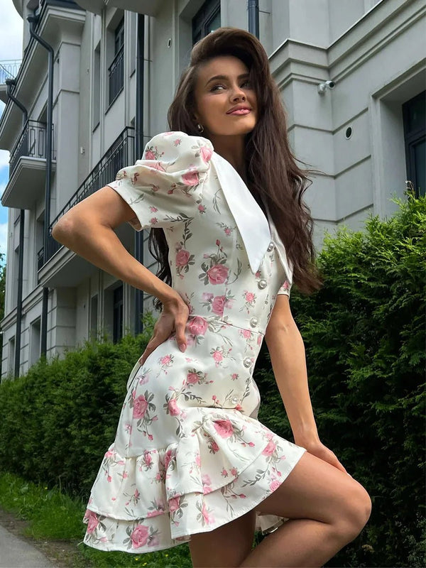 Minivestido floral con mangas abullonadas Andromeda