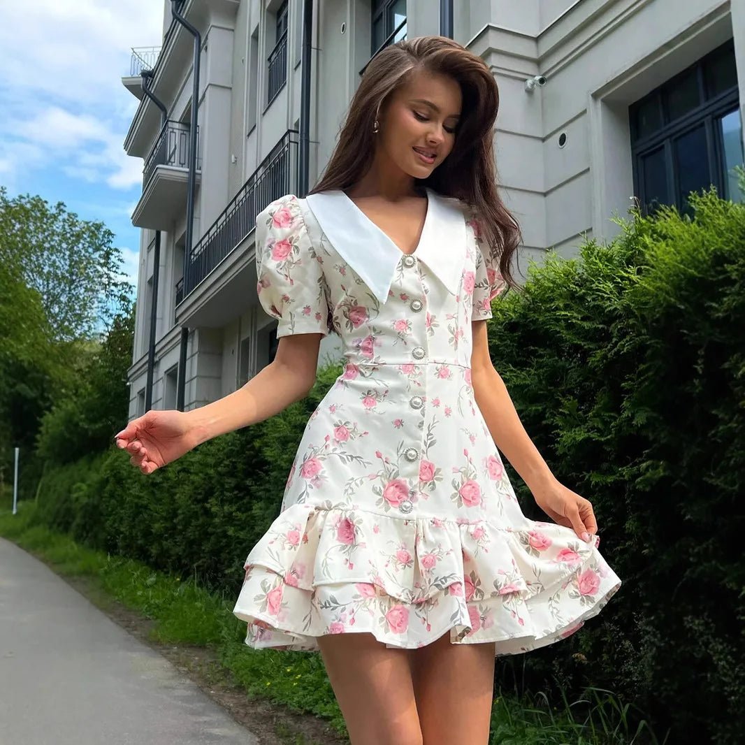 Minivestido floral con mangas abullonadas Andromeda