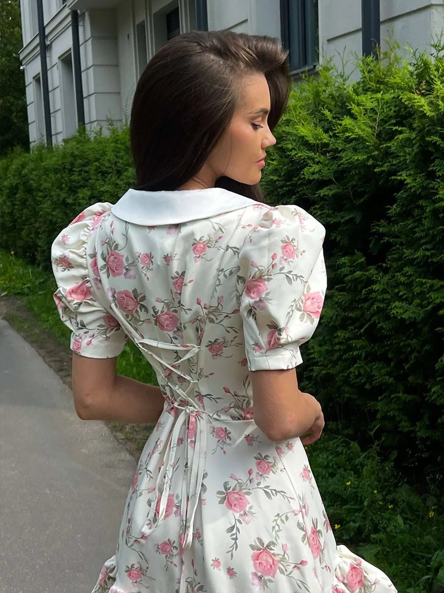 Minivestido floral con mangas abullonadas Andromeda