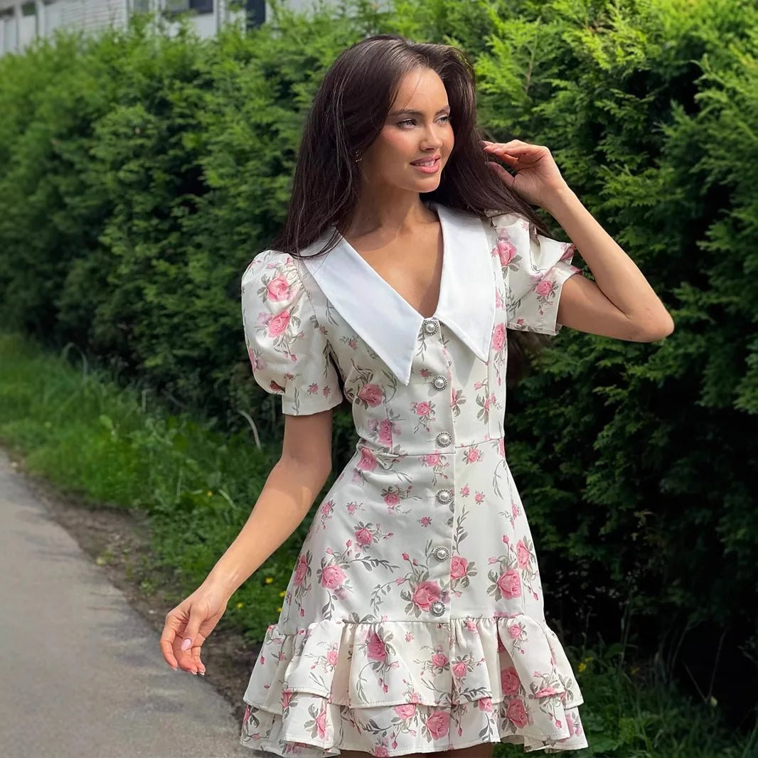 Minivestido floral con mangas abullonadas Andromeda