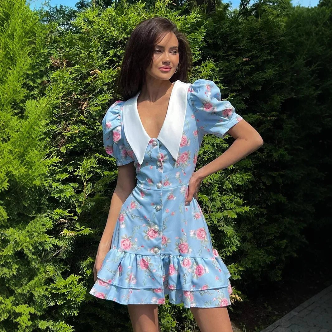 Minivestido floral con mangas abullonadas Andromeda