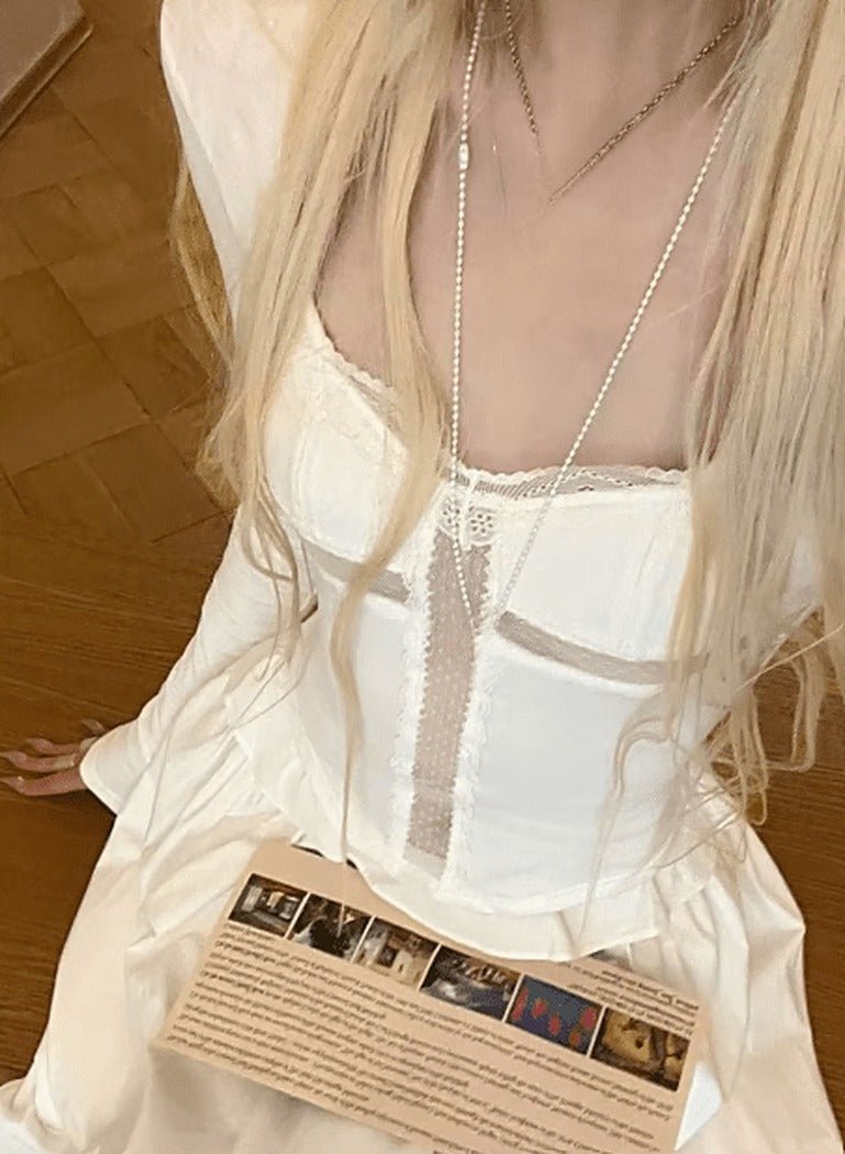 Aneta Square Neck Lace Patchwork Tee