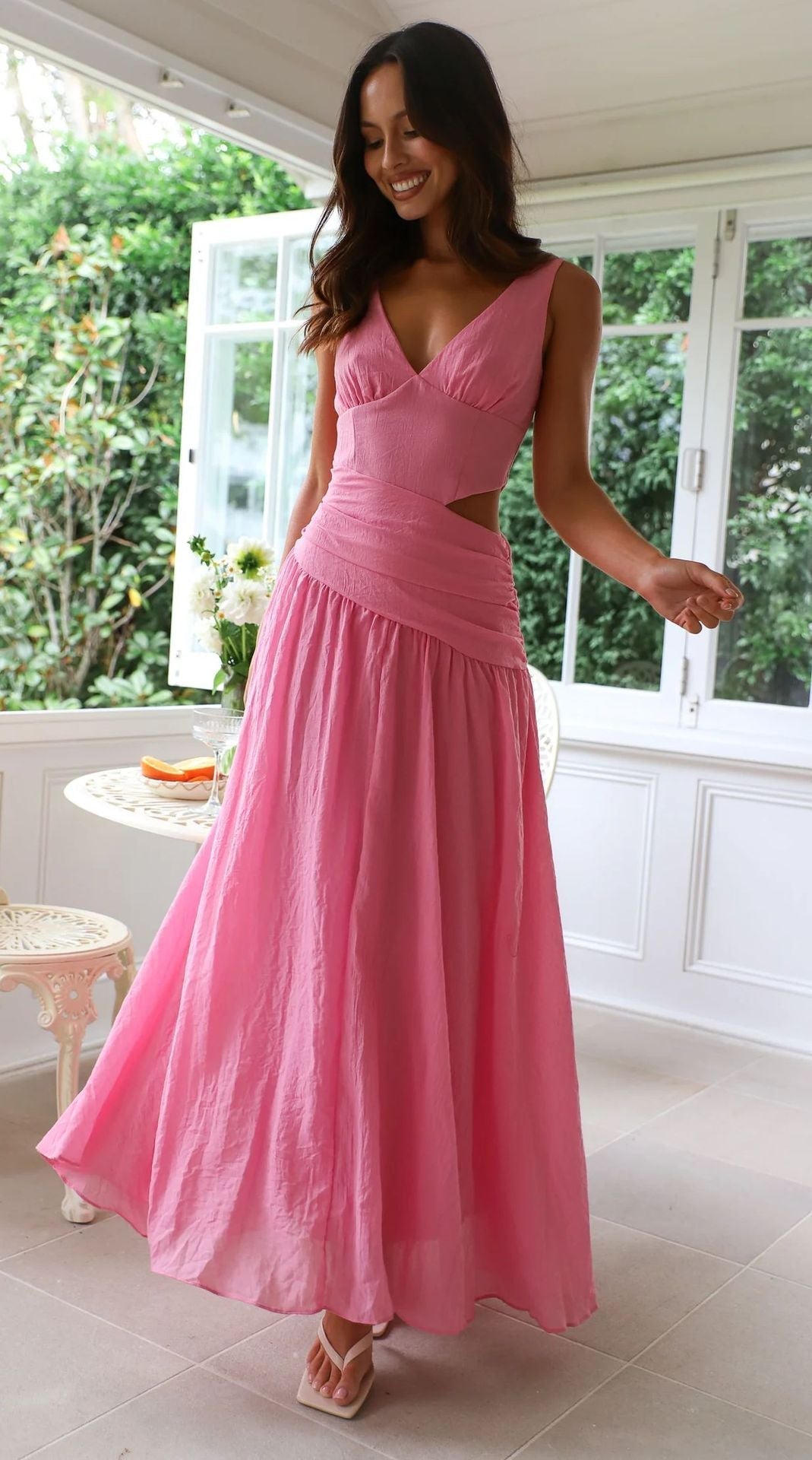Vestido midi Anne acampanado con aberturas