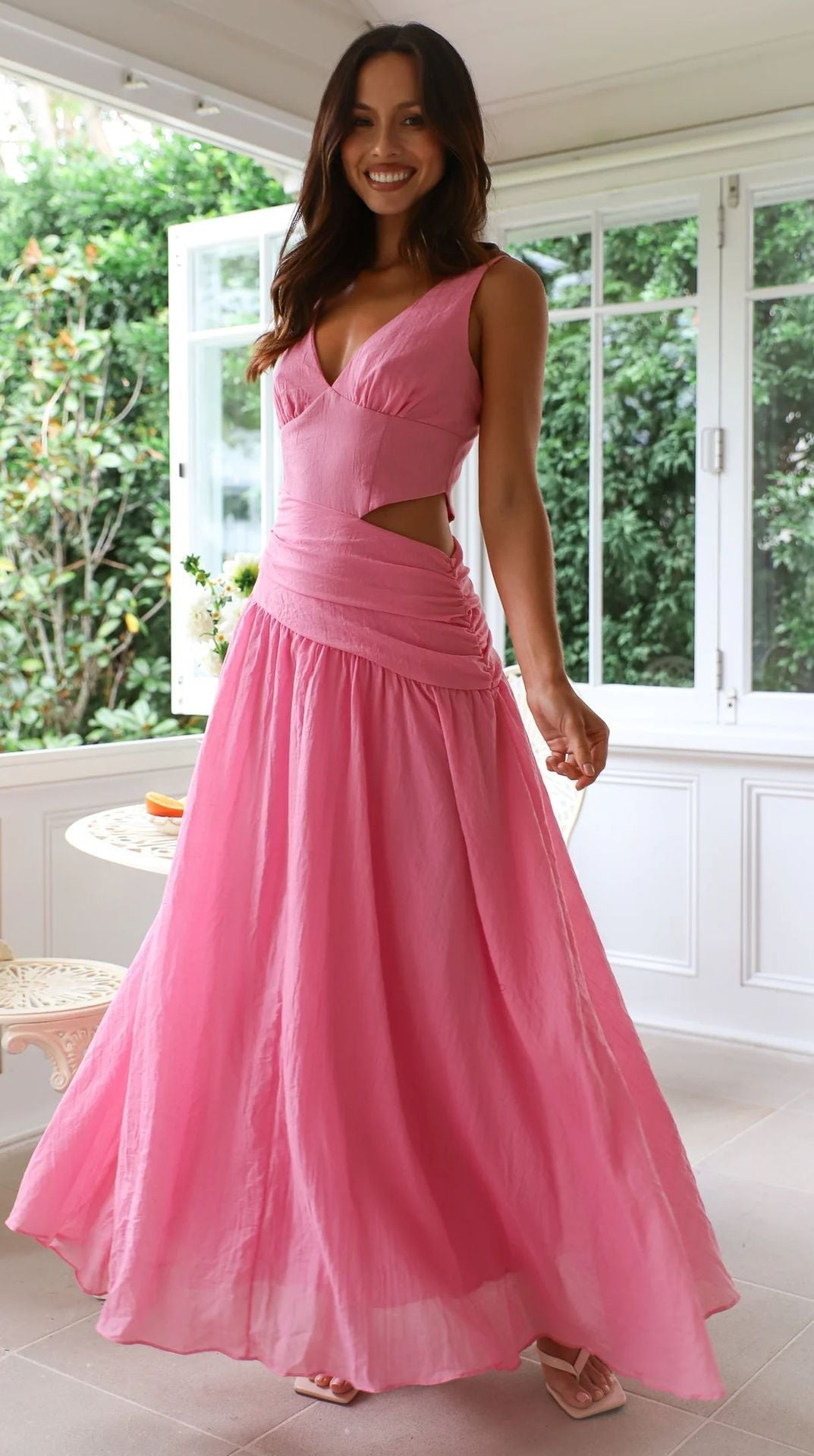 Vestido midi Anne acampanado con aberturas