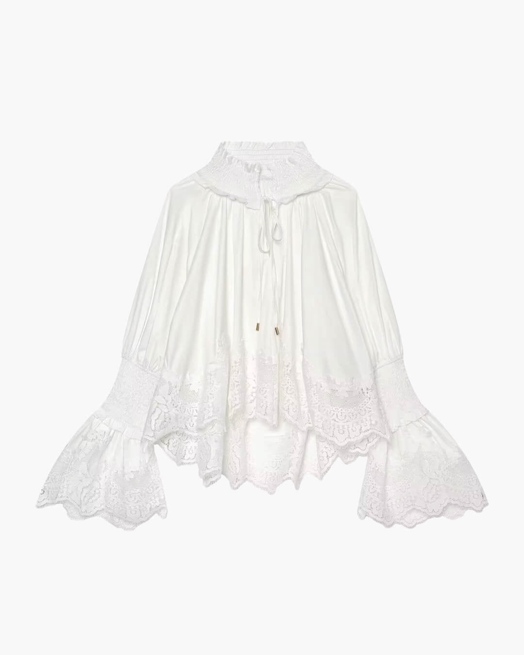 Blusa con bordado y ribete de encaje Annie