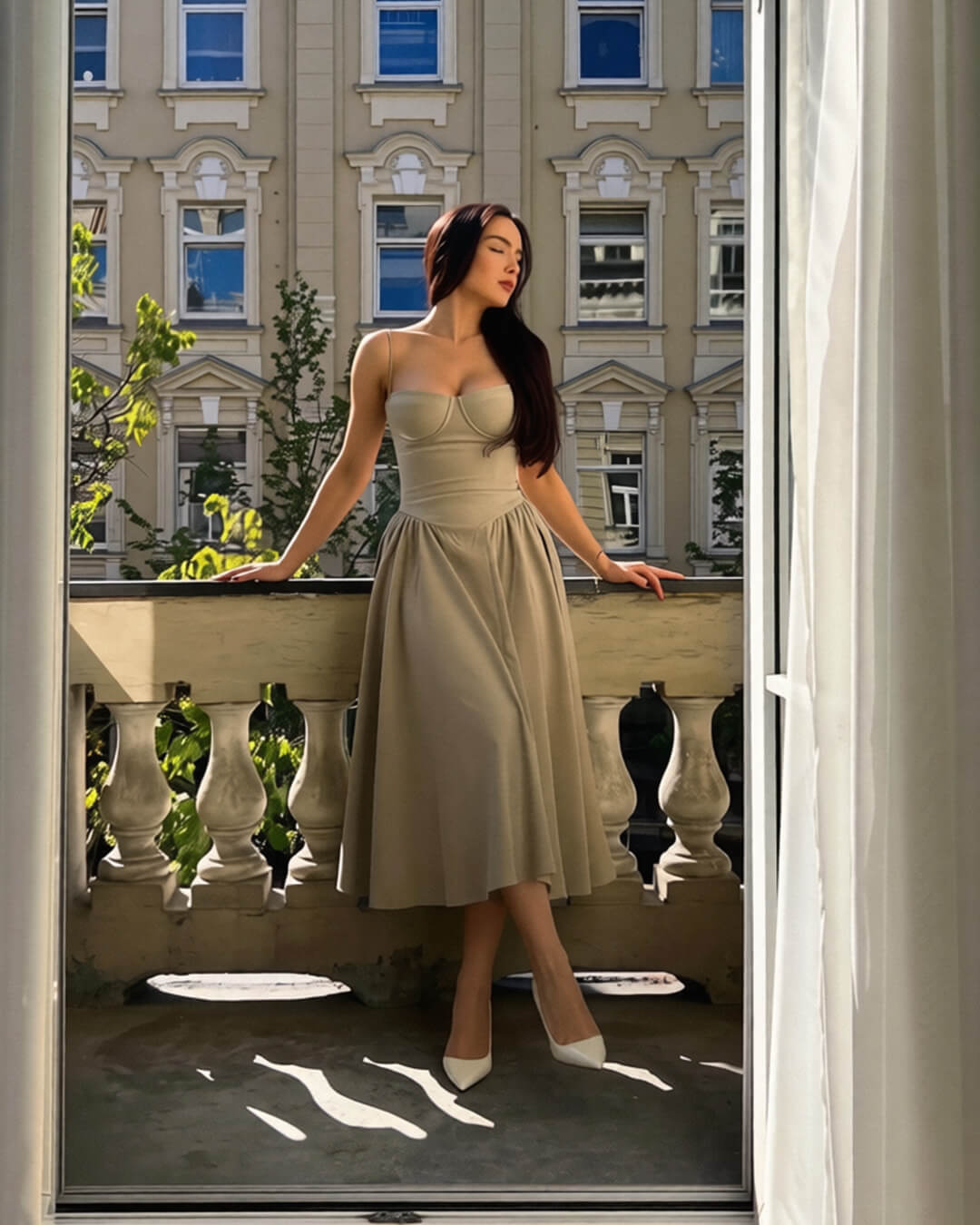 Vestido midi de tirantes y sin mangas Annika