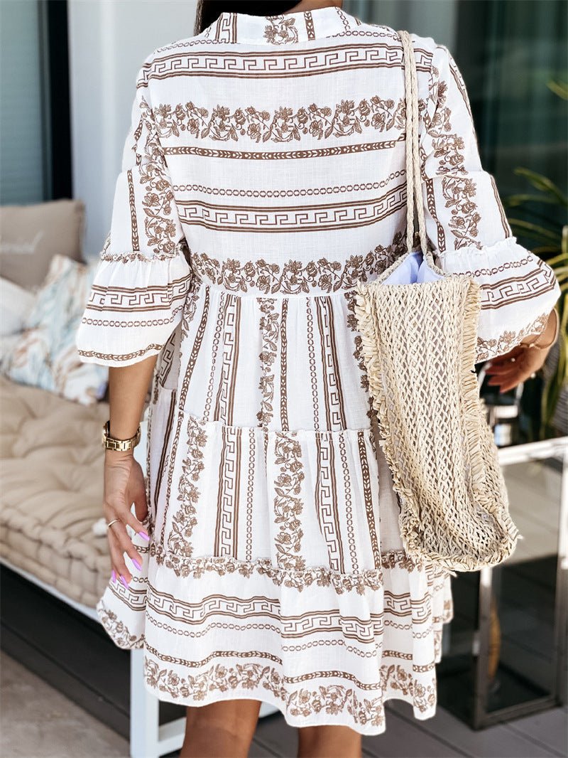 Minivestido bohemio Anouk de rayas con volantes