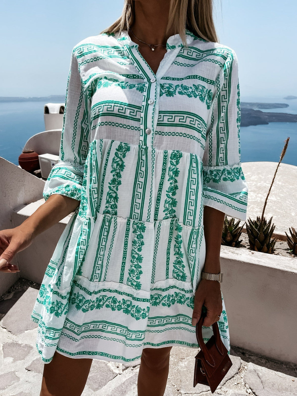 Minivestido bohemio Anouk de rayas con volantes