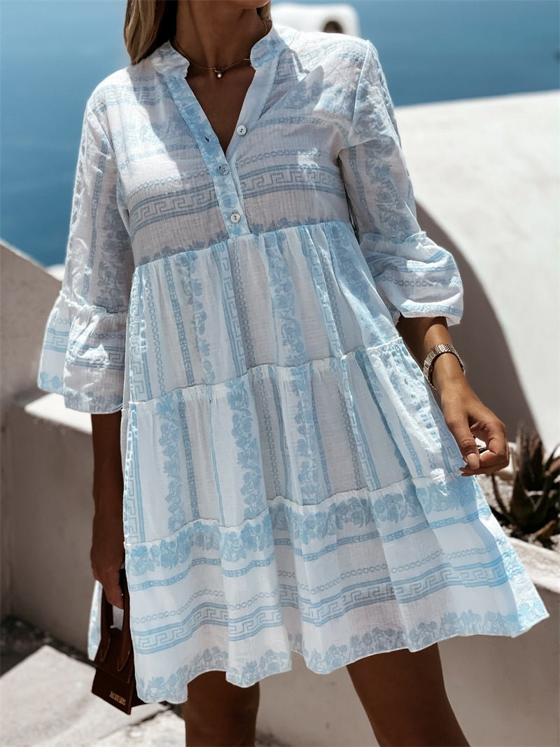 Minivestido bohemio Anouk de rayas con volantes
