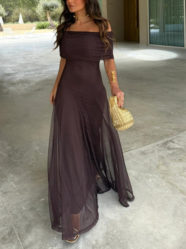 Vestido largo drapeado Anya