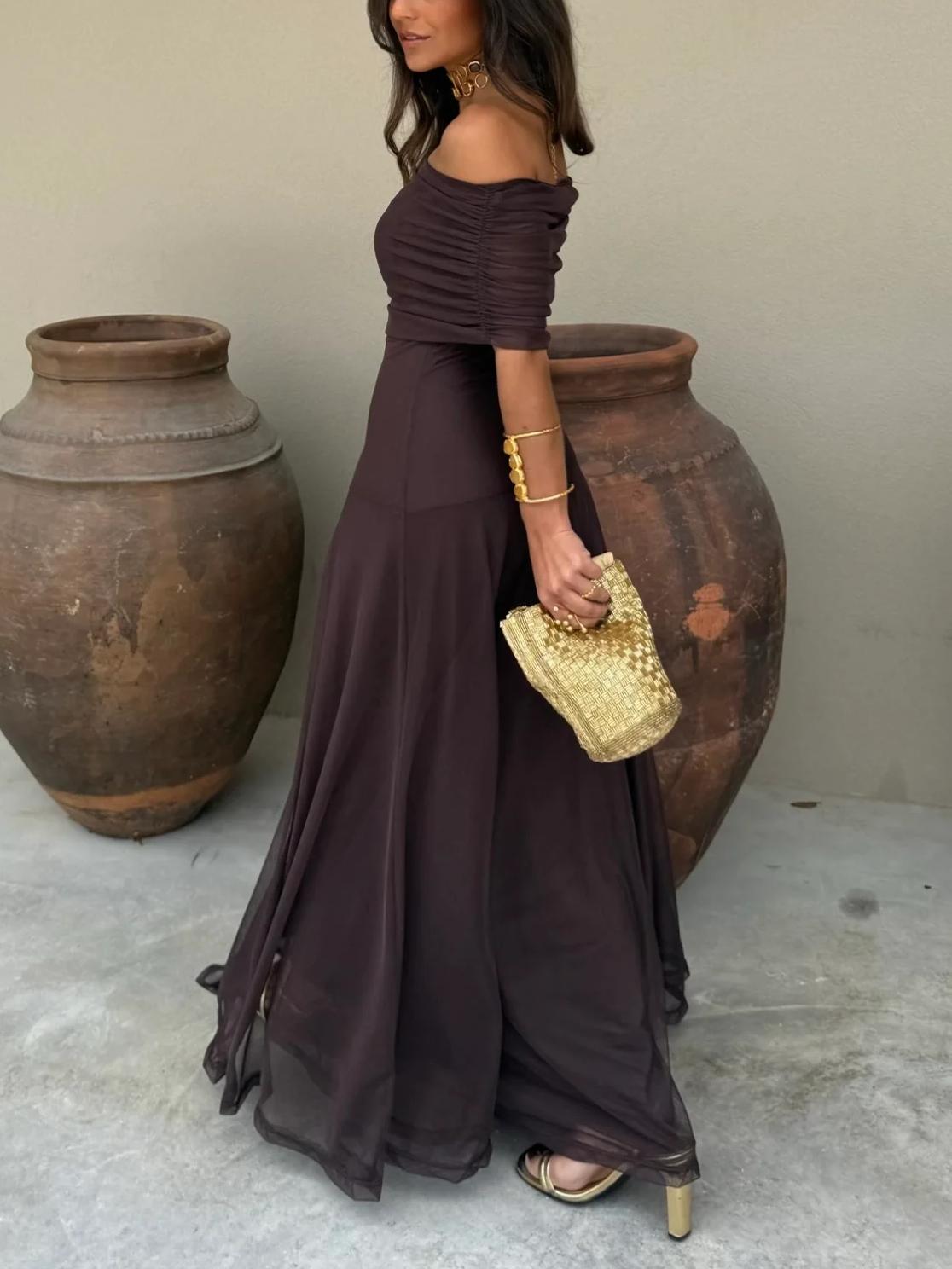 Vestido largo drapeado Anya