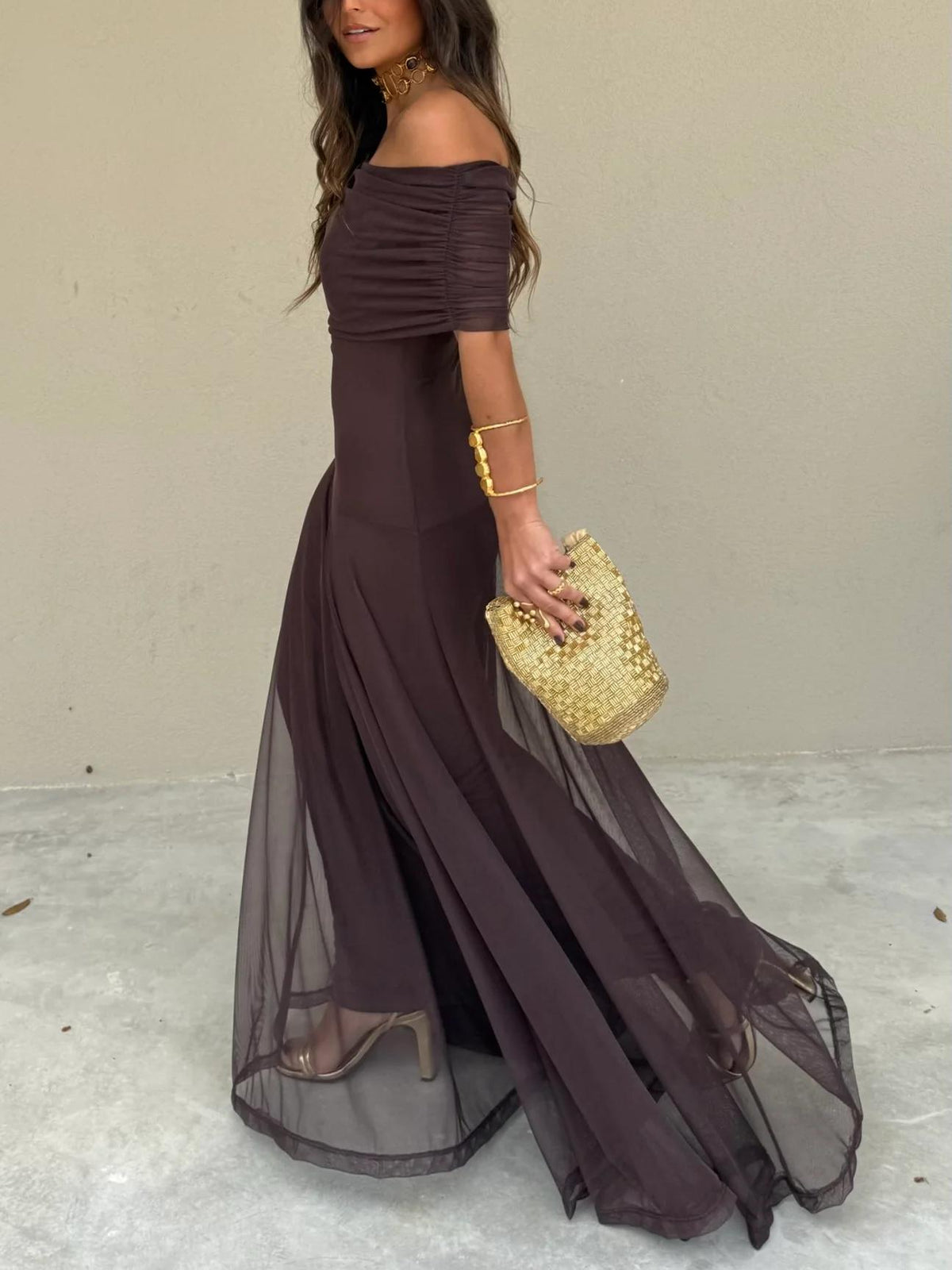 Vestido largo drapeado Anya