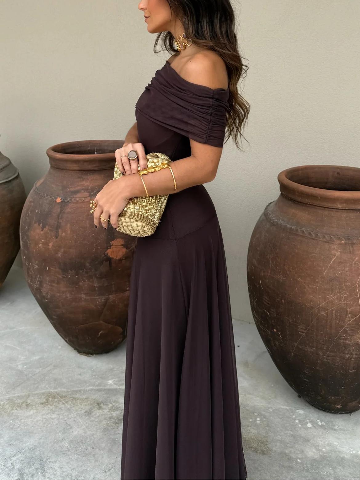 Vestido largo drapeado Anya
