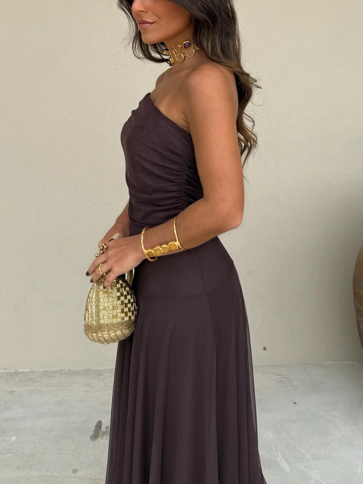 Vestido largo drapeado Anya