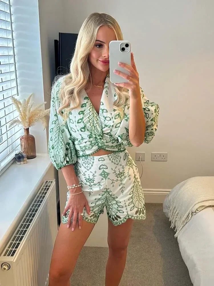 Conjunto de shorts bordado Aoife