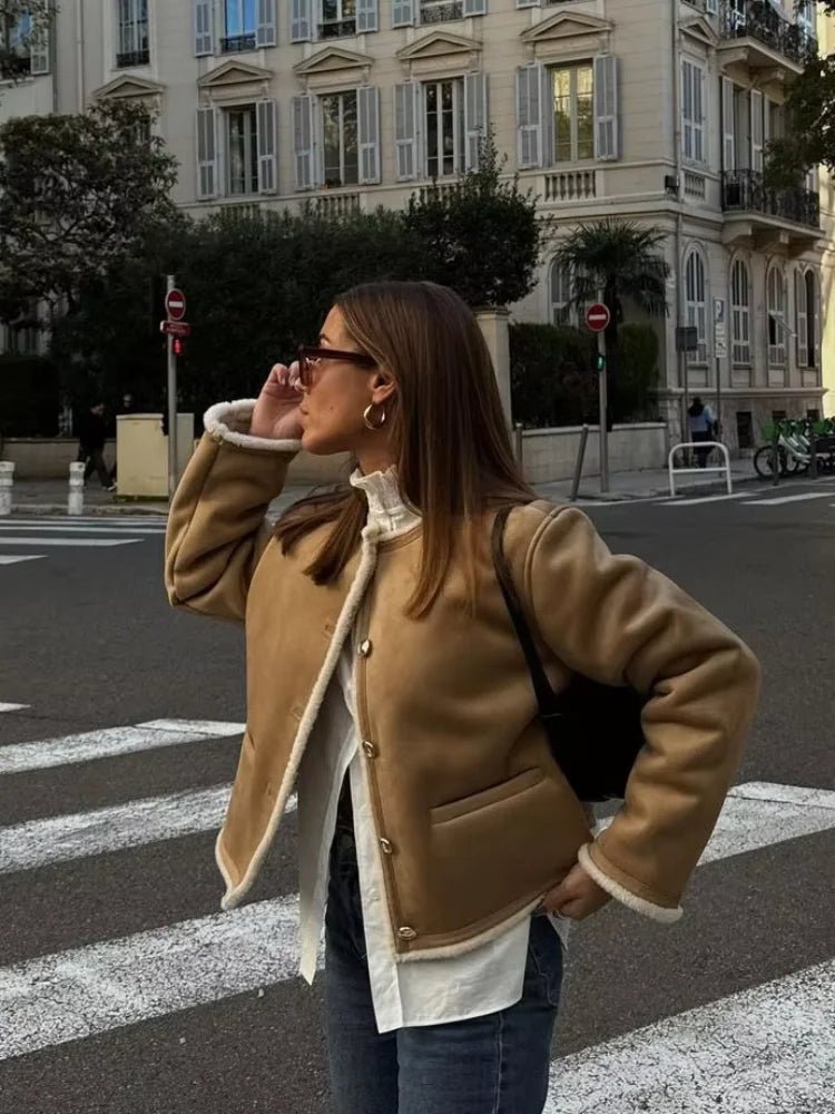Abrigo de ante con pelo sintético Aralyn