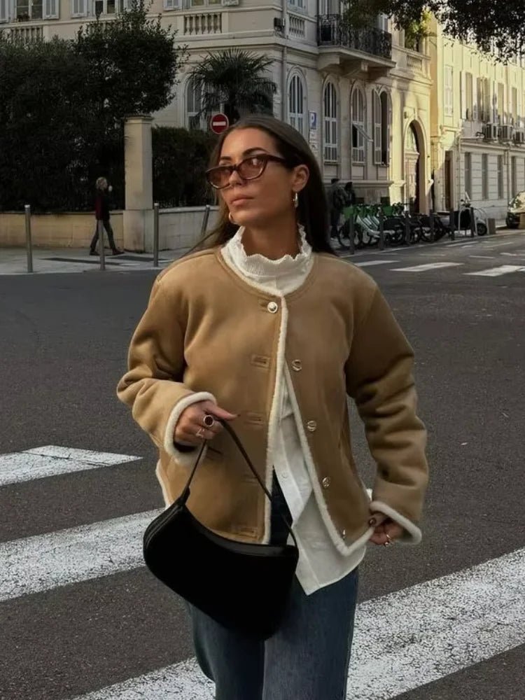 Abrigo de ante con pelo sintético Aralyn