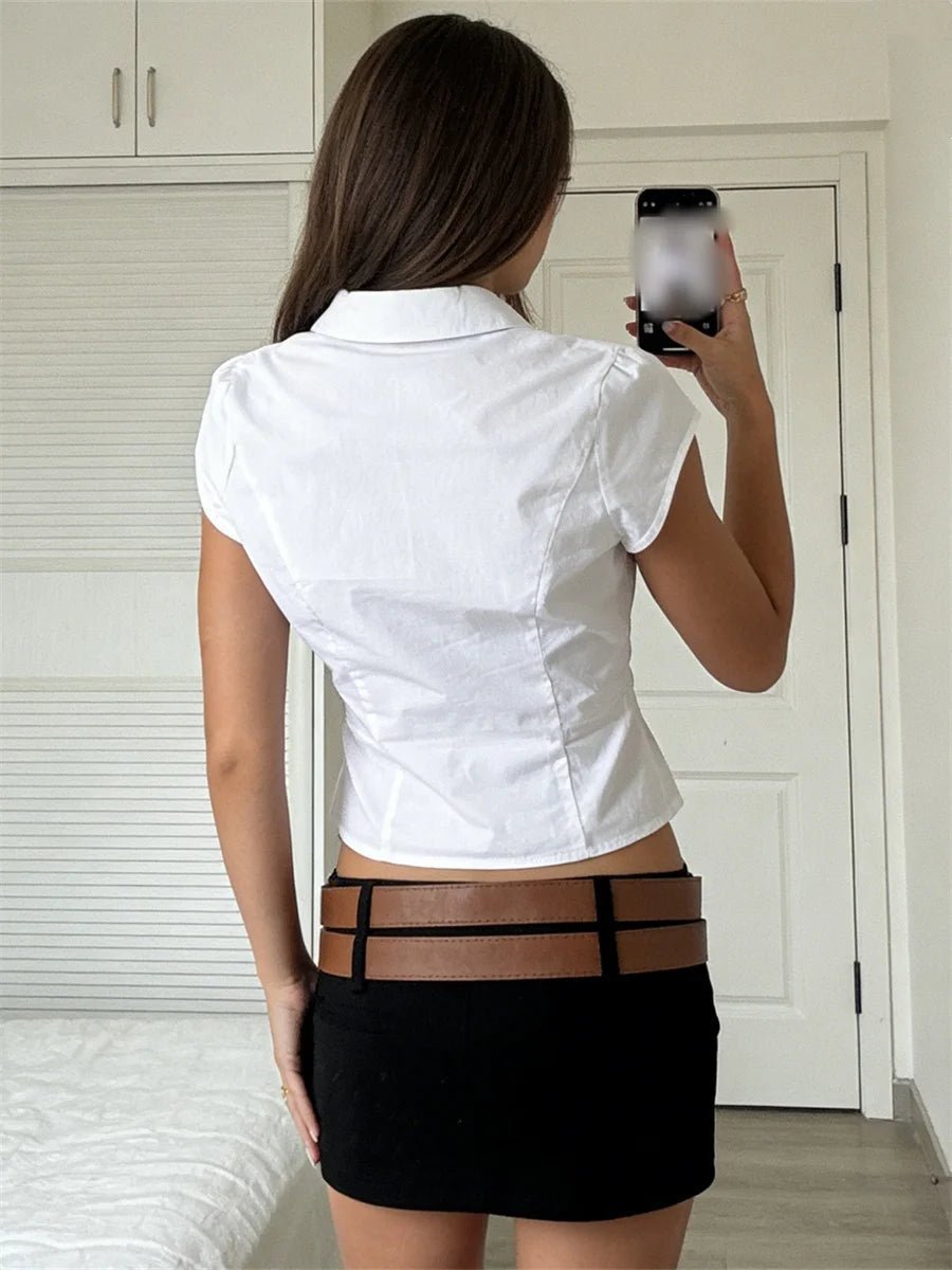 Ariana Cropped Button-Down Blouse