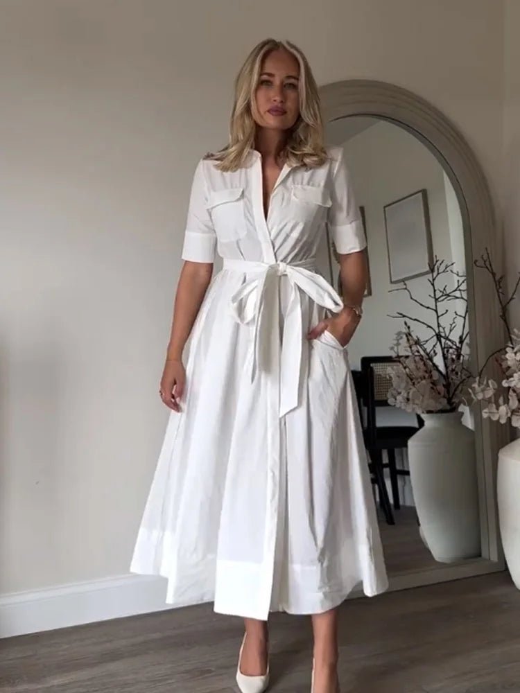 Vestido camisero midi con cinturón Ariane