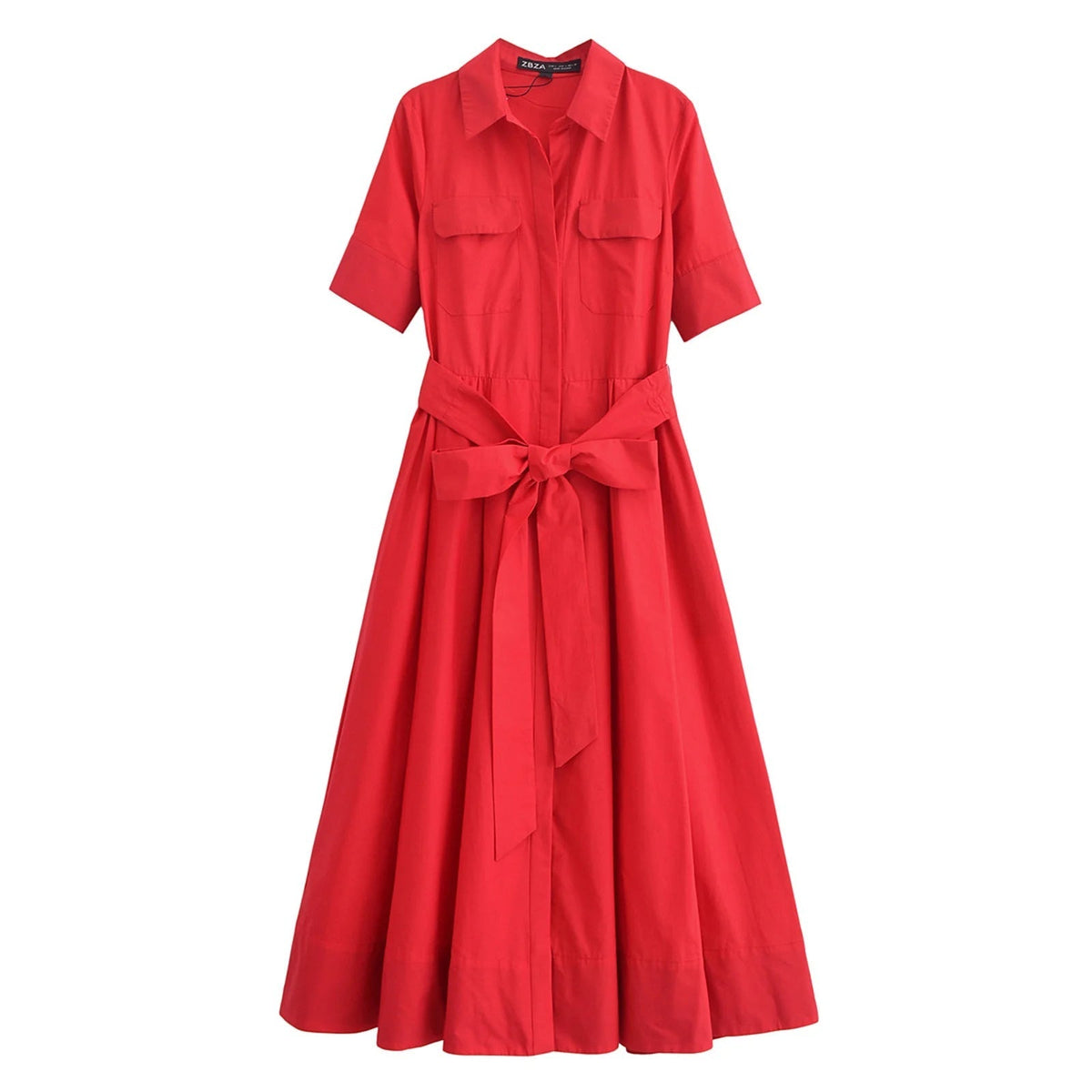 Vestido camisero midi con cinturón Ariane
