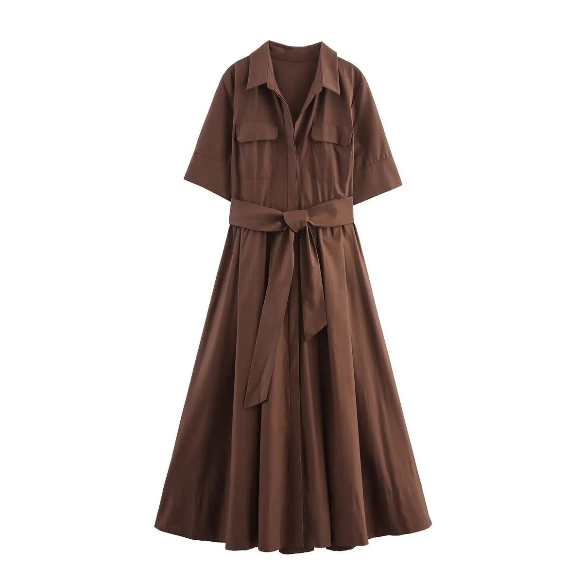 Vestido camisero midi con cinturón Ariane