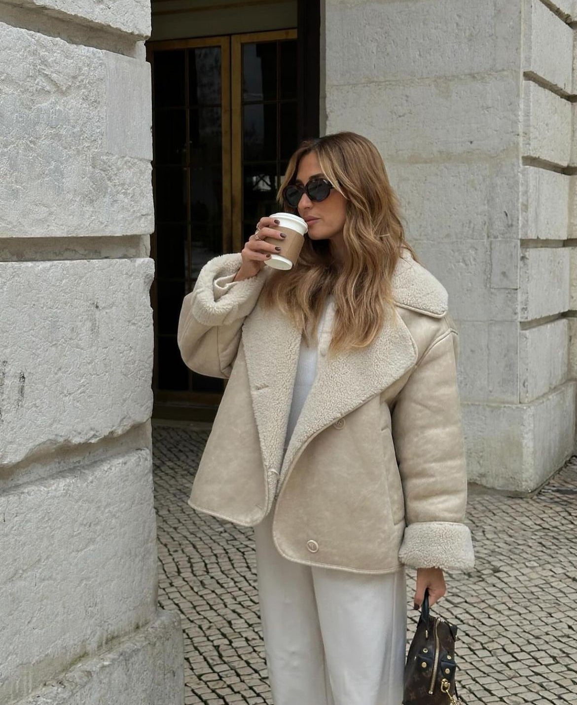 Chaqueta de cuero sintético con forro de borreguito Arianne