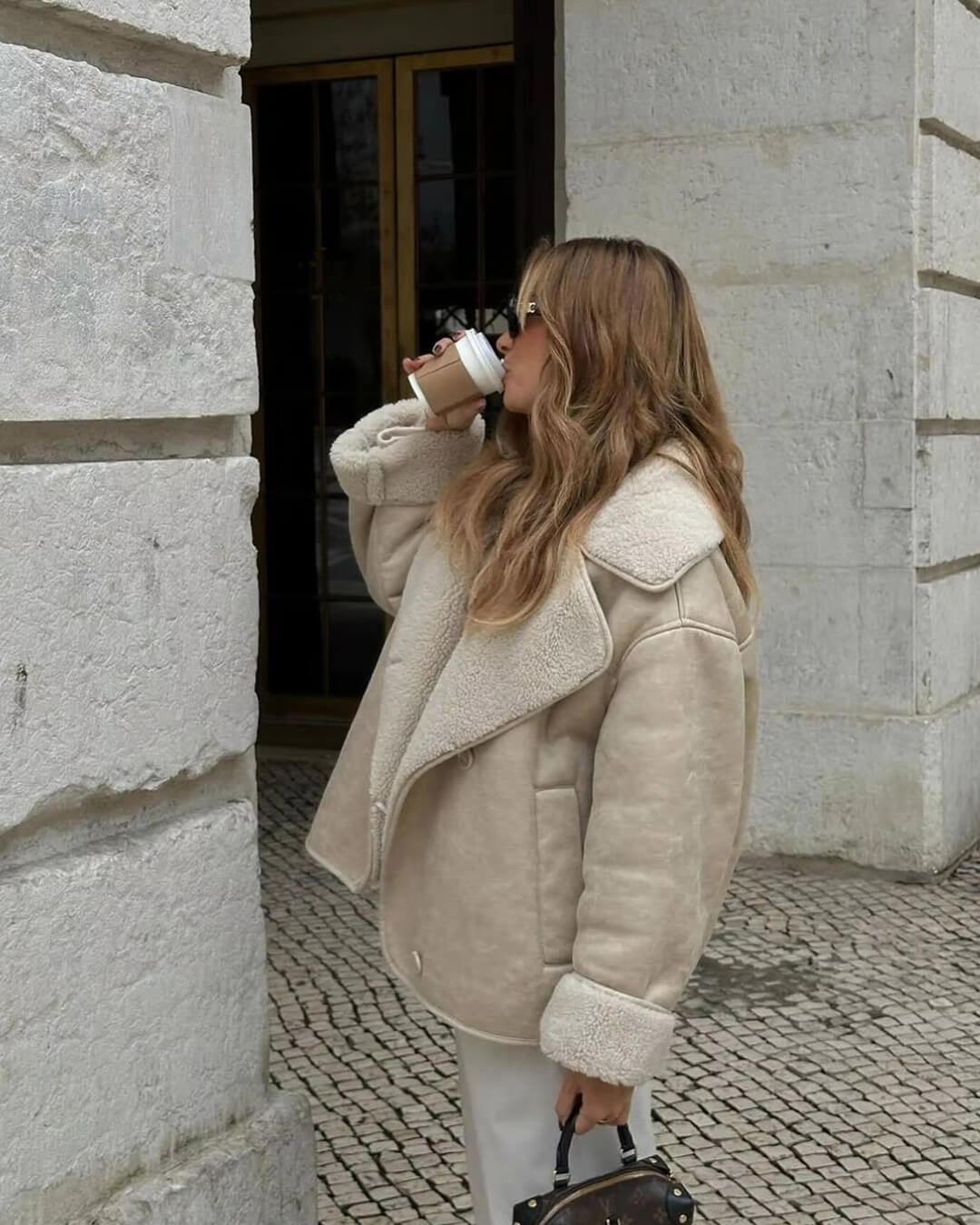 Chaqueta de cuero sintético con forro de borreguito Arianne