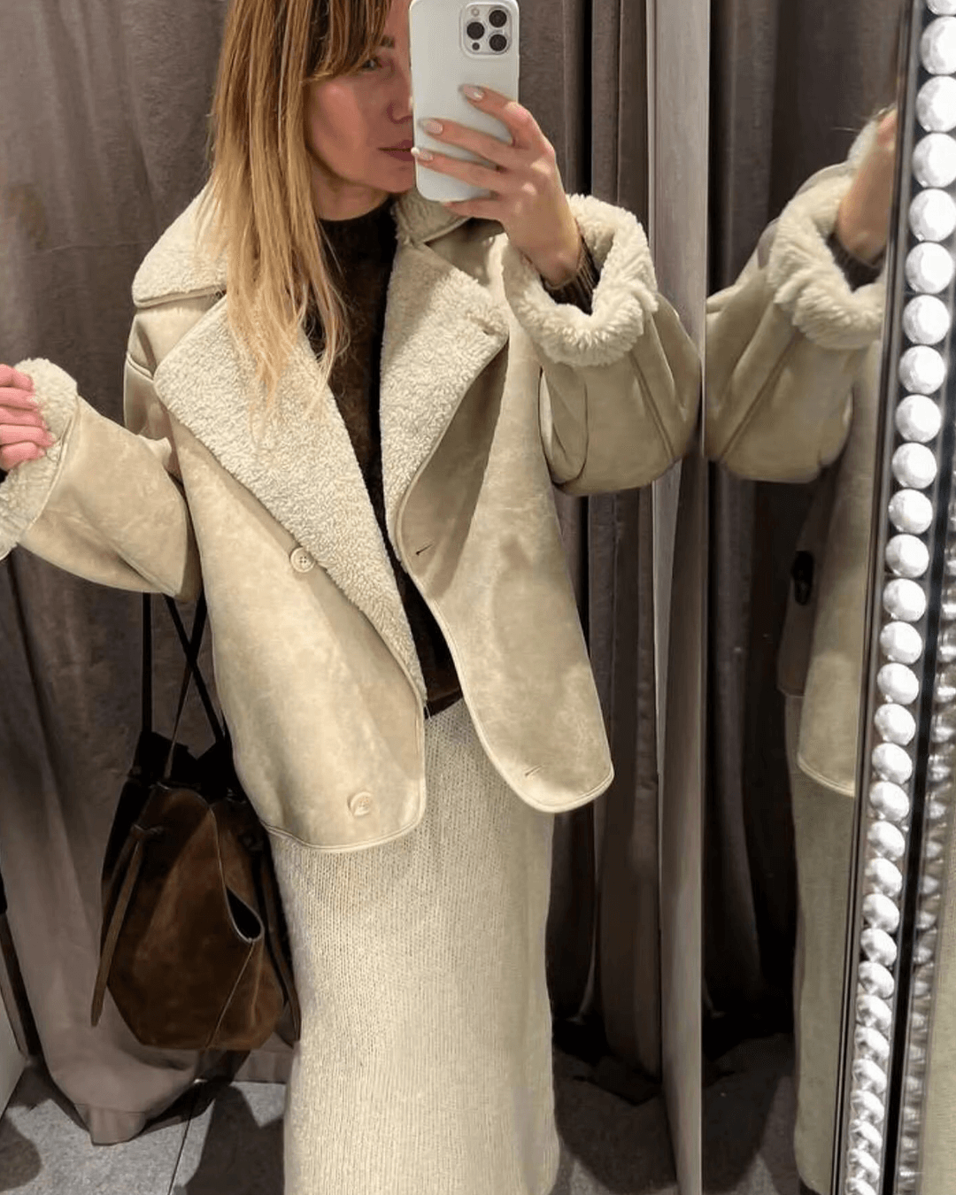 Chaqueta de cuero sintético con forro de borreguito Arianne