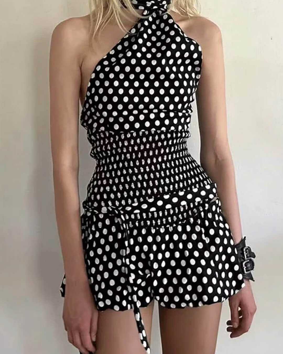 Minifalda de lunares con cintura elástica Astrid