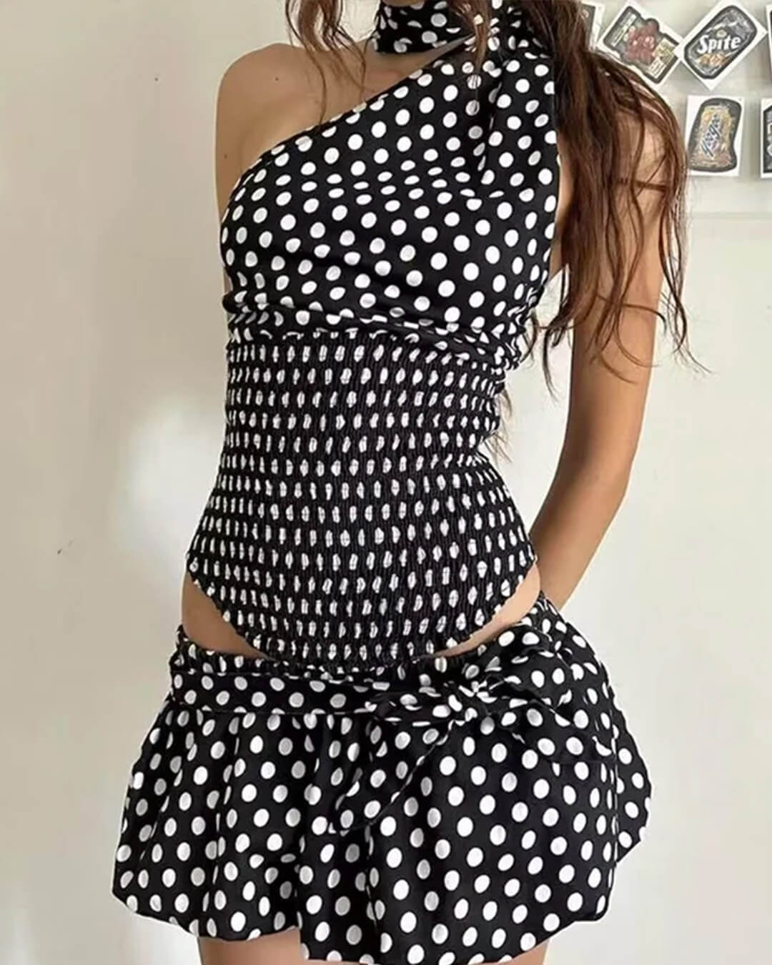 Minifalda de lunares con cintura elástica Astrid
