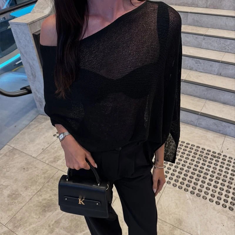 Top poncho transparente asimétrico