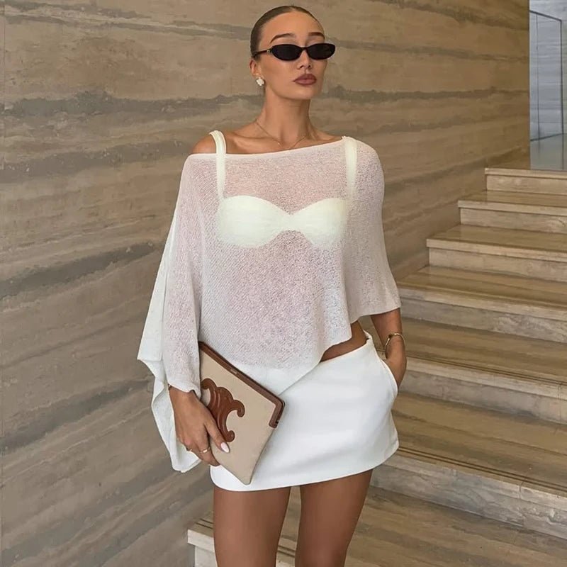 Top poncho transparente asimétrico