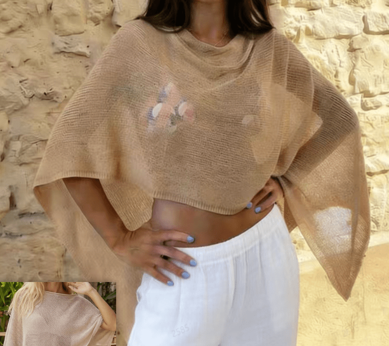 Top poncho transparente asimétrico