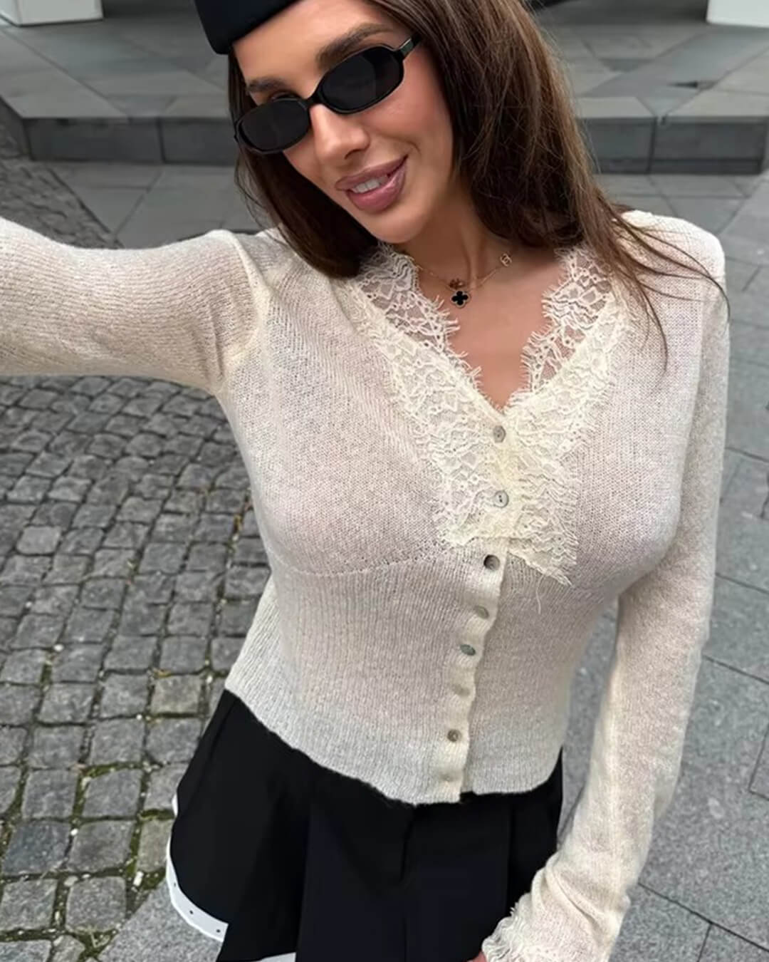 Cárdigan de encaje tejido Aurelie