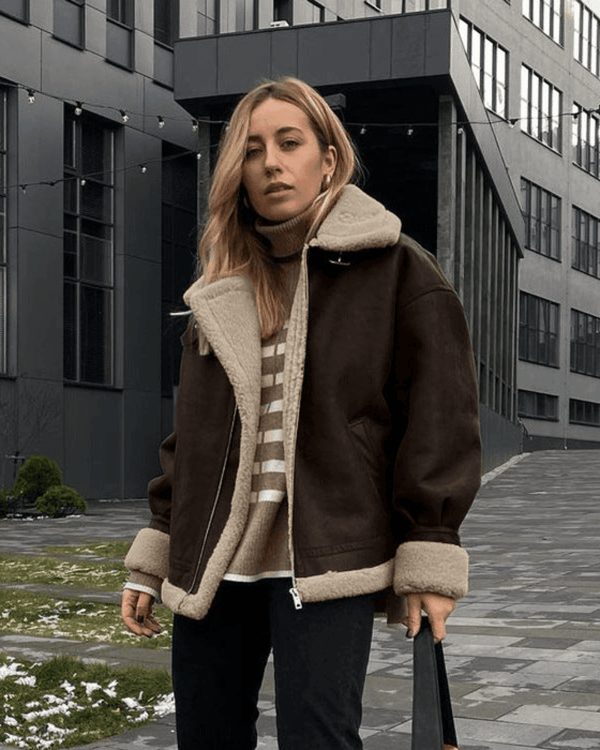 Chaqueta de ante y cuero sintético Aurora