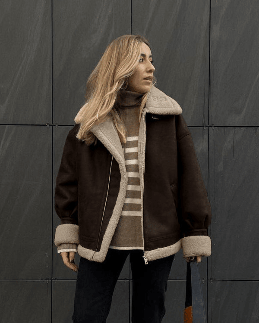 Chaqueta de ante y cuero sintético Aurora