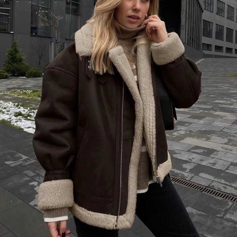 Chaqueta de ante y cuero sintético Aurora