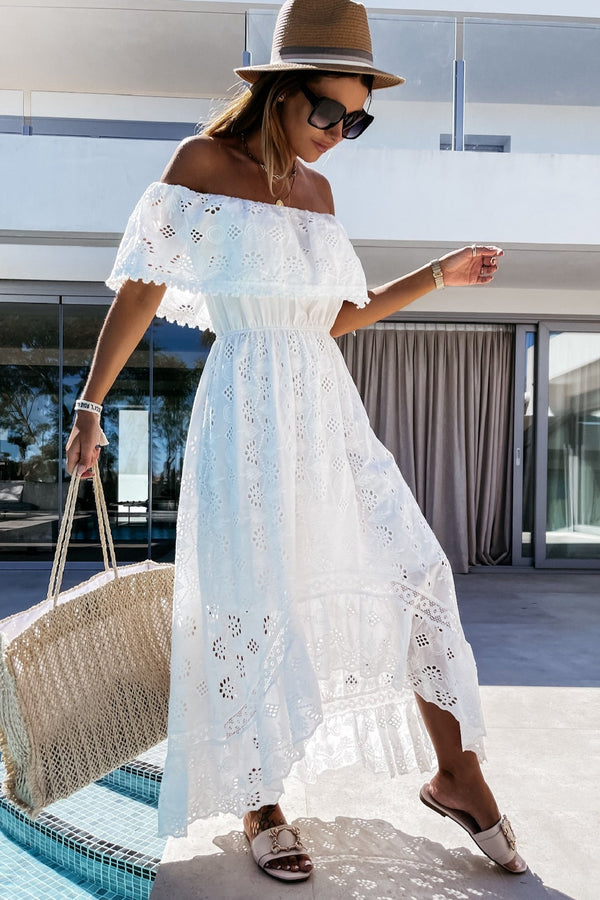 Vestido largo Aurore bohemio con hombros descubiertos
