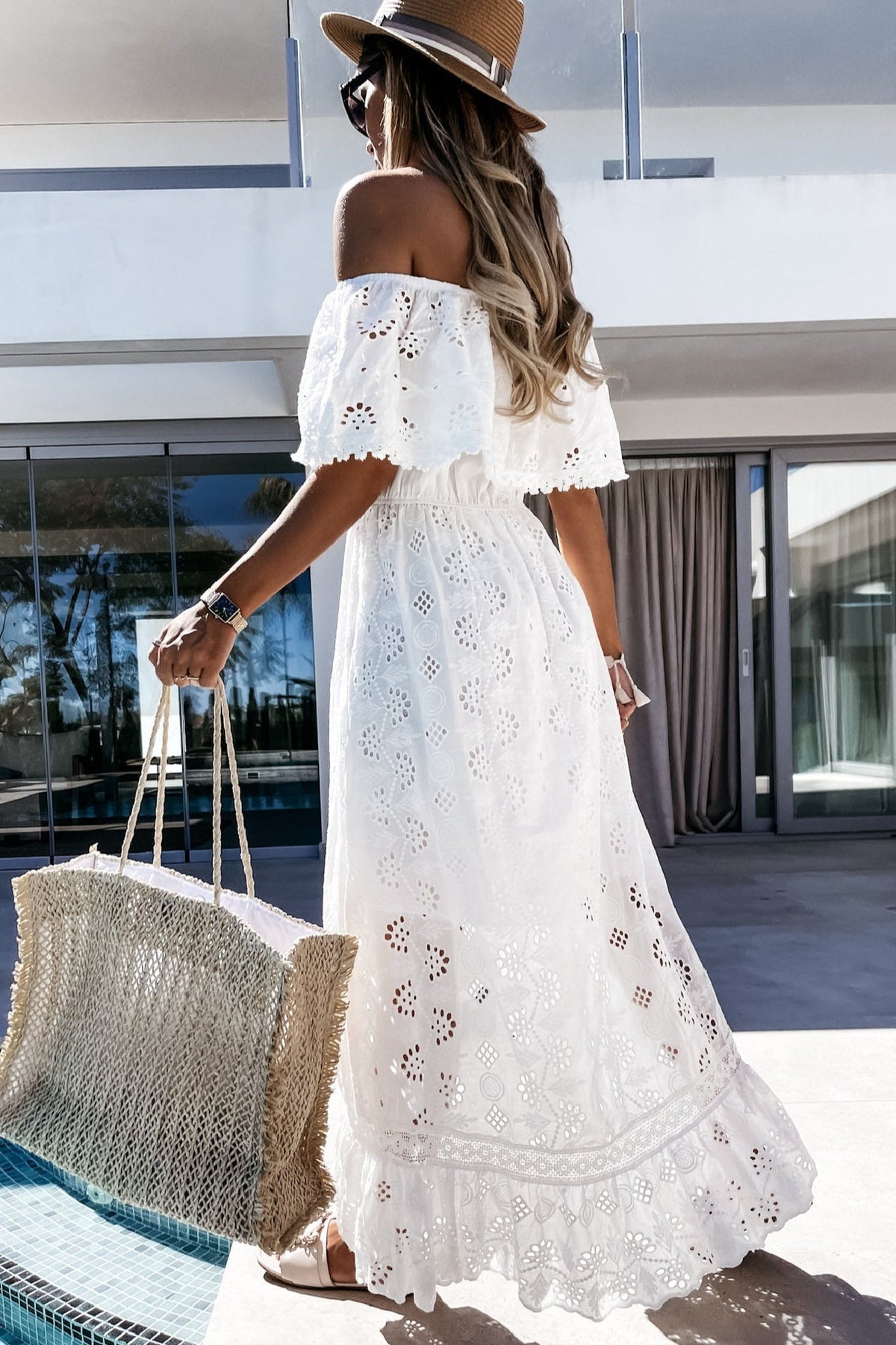 Vestido largo Aurore bohemio con hombros descubiertos