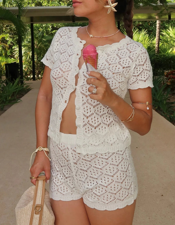 Conjunto de dos piezas de crochet calado Aviana