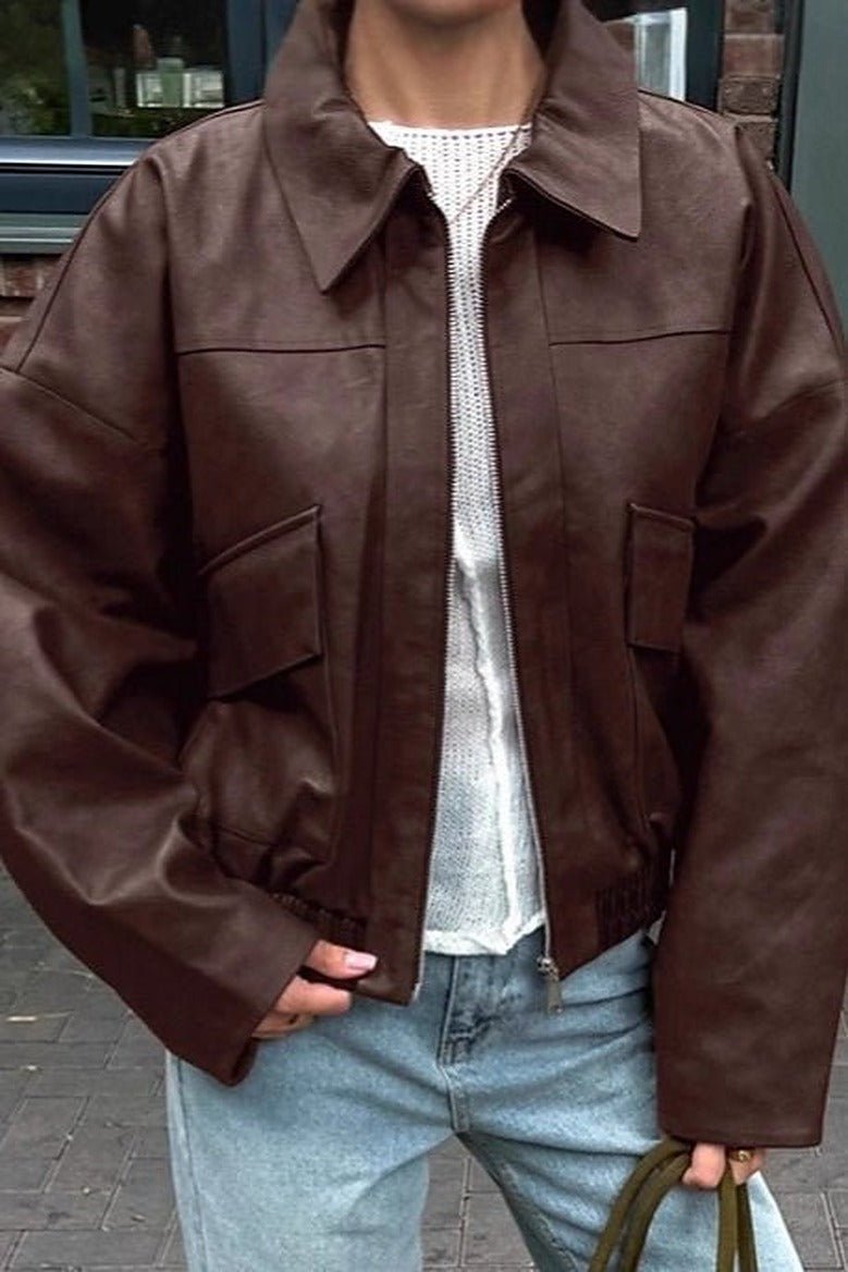 Chaqueta de cuero sintético vintage Azara