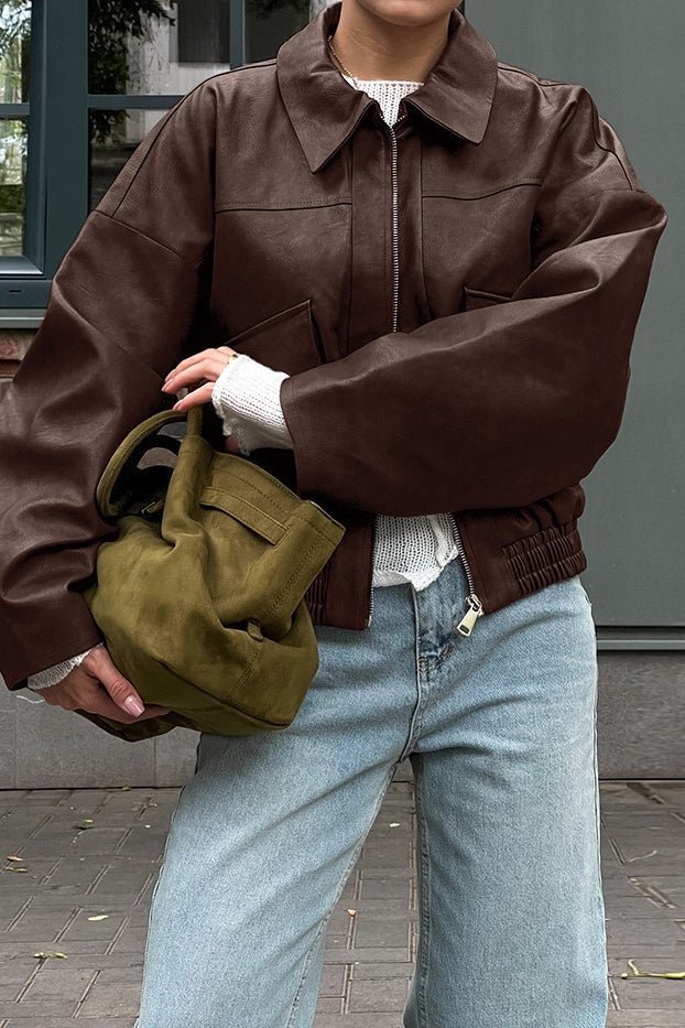 Chaqueta de cuero sintético vintage Azara