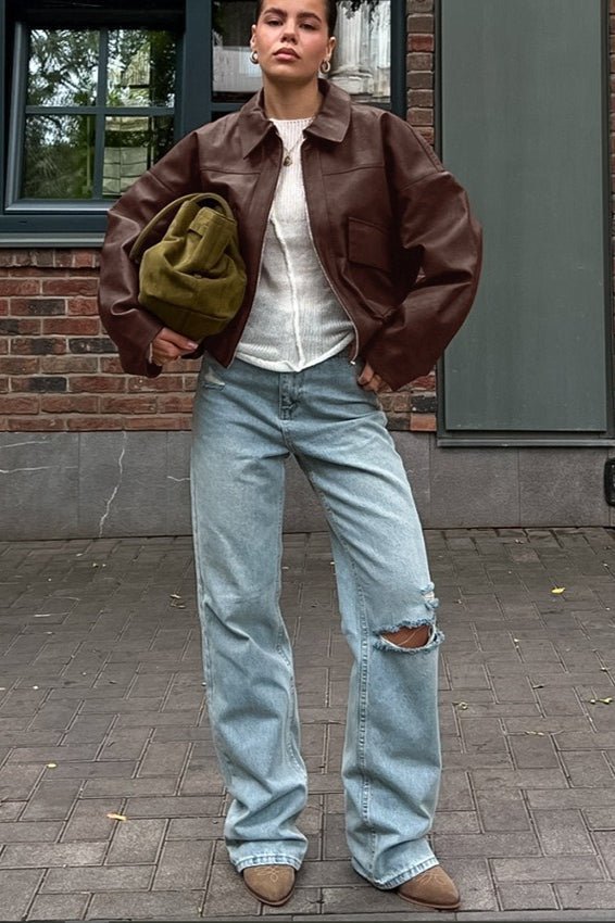 Chaqueta de cuero sintético vintage Azara