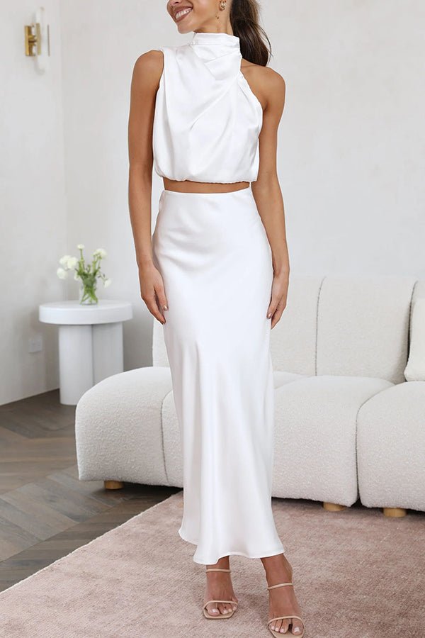 Conjunto Beatrice de satén de dos piezas para invitadas de boda
