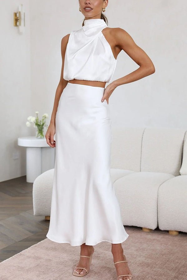 Conjunto Beatrice de satén de dos piezas para invitadas de boda