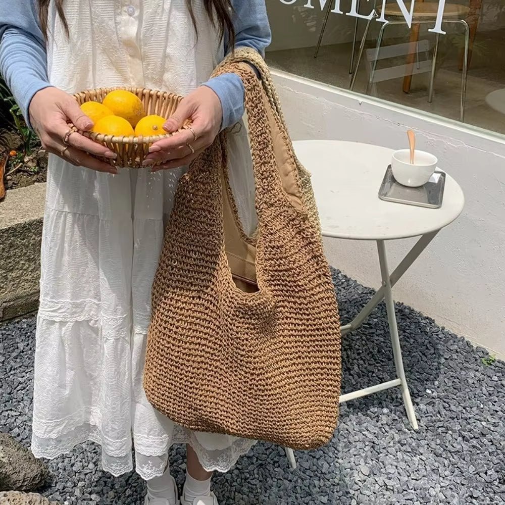 Bolso tote de ratán tejido Beatrice