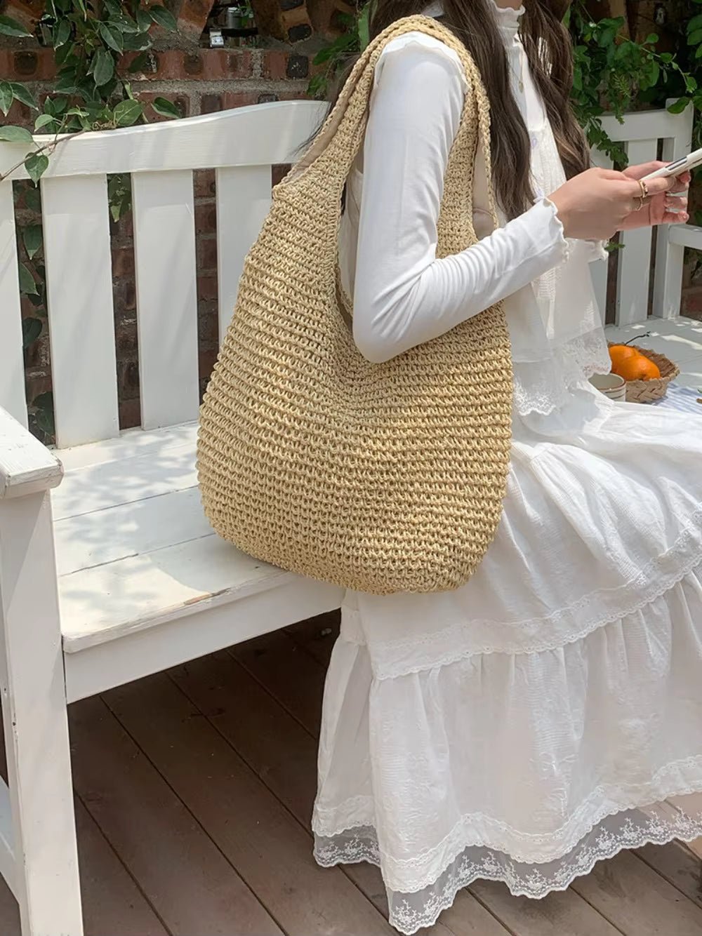 Bolso tote de ratán tejido Beatrice
